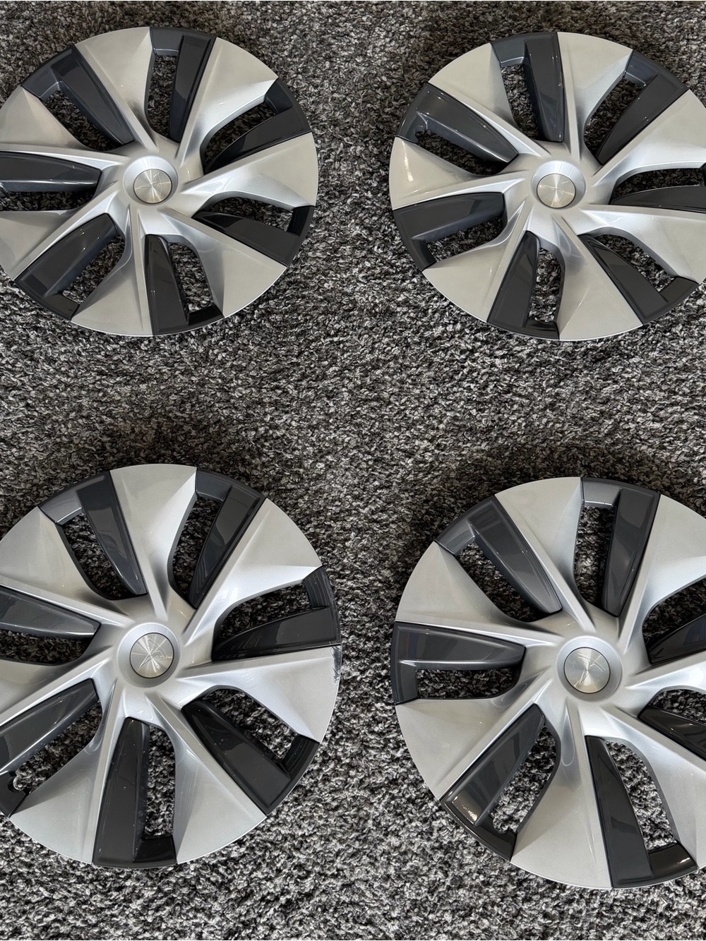 Set of Tesla 19” Gemini Silver and Black Wheel Covers
